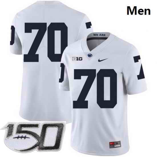 Men Penn State Nittany Lions 70 Mahon Blocks White Nike College Football Stitched 150TH Patch Jersey II